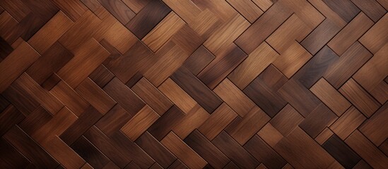 Poster - The image shows a detailed view of a wooden floor designed with a pattern of squares, enhancing its aesthetic appeal