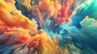 A storm of vibrant abstract explosions unleashing a sudden burst of colorful chaos.