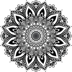 Wall Mural - Beautiful floral pattern mandala art isolated on a white background, decoration element for meditation poster, yoga, banner, henna, invitation, cover page, design element mandala art, vector art