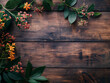 Sommerblumen auf Holztisch von oben fotografiert, als Hintergrundmotiv, KI generiert