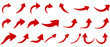 © Mubashir - Flat style Curved Red Arrow icon collection isolated. different kinds of arrow symbol indicator. for your apps, websites projects
