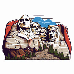 Wall Mural - Mount Rushmore. Mount Rushmore hand-drawn comic illustration. Vector doodle style cartoon illustration