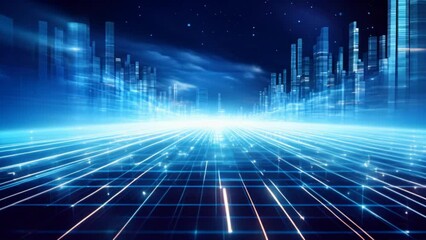 Poster - Smart city dot point connect with gradient line, connection technology metaverse,Digital technology speed connect blue background, cyber nano information,