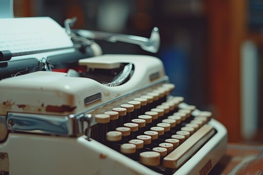 An old typewriter with a white paper on it