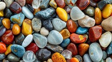 Colorful Pebbles Glass On The Beach
