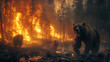 Amidst the ragging flames of burning forest, the wildlife faces a dire situation. The harsh reality of wildfires, emphasising the urgency of protecting our natural habitats. Generative AI.
