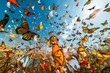 Kaleidoscope of Monarch Butterflies in Flight. 