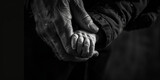 Fototapeta  - Soulful Monochrome Photography: Adult Male Holding Baby's Hand