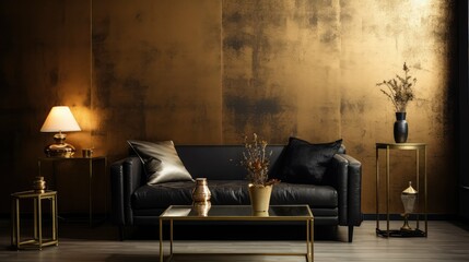 Canvas Print - shimmering dark gold foil