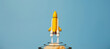 Rocket launching on beautiful background, New Project, Start-up, Creativity, Big idea