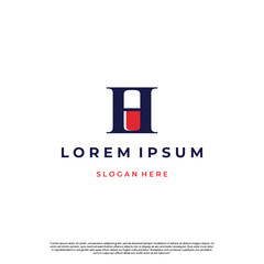 Letter h capsule simple logo design modern concept