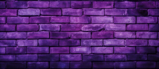 Poster - Purple bricks neatly arranged on a wall with a deep dark background creating a striking contrast