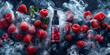 Bottle with liquid Vaping Flavored eliquid Berries and fruits Generative AI,Abstract colorful vape wallpaper with berry and smoke

