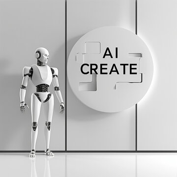 3d rendered photos of creative logo inscription AI CREATE minimalism made with generative AI