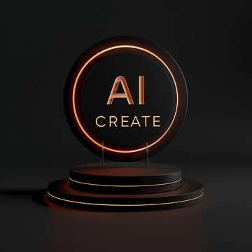 3d rendered photos of creative logo inscription AI CREATE minimalism made with generative AI
