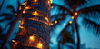 Surreal Palm Tree Adorned Twinkling Lights Nighttime Glow