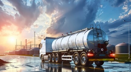 Wall Mural - Pioneering the Transportation of Natural Gas with Specialized Trucks and Tanks