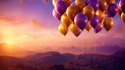 Canvas Print - air purple and gold balloons