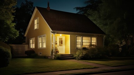 Wall Mural - neighborhood house night lights