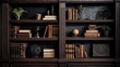 bookshelf dark stained wood