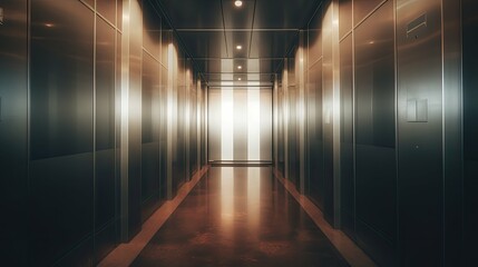 Canvas Print - monochromatic blurred elevator interior