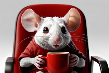 Gray mouse on a white background