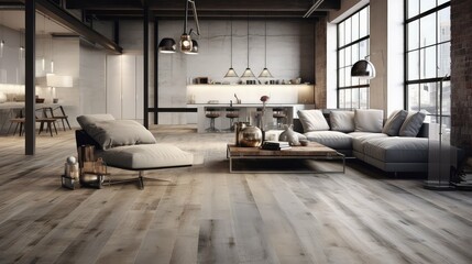 Canvas Print - distressed grey wood floor