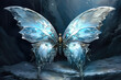 beautiful butterfly of ice in a cave, magical fantasy art