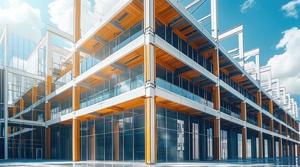 Poster - A office building with a structure. Generative AI.