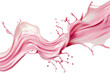 Strawberry milk swirl splash with little bubbles isolated on  background, pink water liquid wave, yogurt milk shake spatter, cosmetic face cream or lotion.