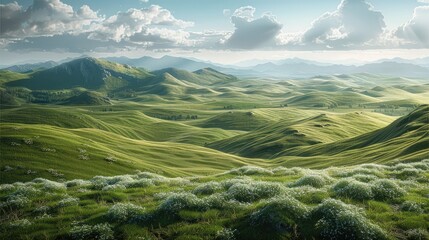 Poster - Great expanse of rolling hills. Generative AI.