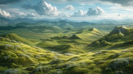 Poster - Great expanse of rolling hills. Generative AI.