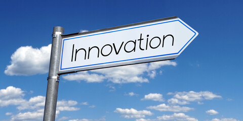 Poster - Innovation - metal signpost with one arrow