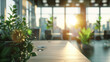 Blurred office background. Blur focus of Fashion and modern office interiors. Front view of a loft open space office interior. Blur background.