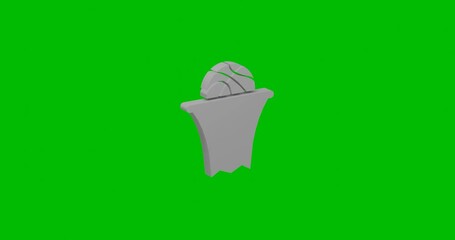 Poster - Animation of rotation of a white basketball symbol with shadow. Simple and complex rotation. Seamless looped 4k animation on green chroma key background