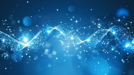 Poster - Digital network link  stream connecting with particle wave symbolizing information technology