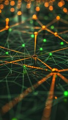 Poster - Digital network linking stream of data particles in representation of information technology