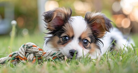 Wall Mural - Puppy Playtime A Moment of Joy and Bonding Generative AI