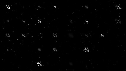 Poster - Template animation of evenly spaced three quarters symbols of different sizes and opacity. Animation of transparency and size. Seamless looped 4k animation on black background with stars
