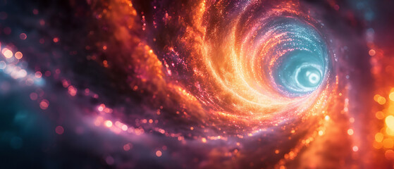 a portal to another dimension. abstract colourful motion background. rays neon light in smoke. digit