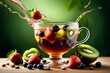 hot fruity natural tea with berries and fruits