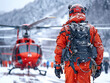 Mountain rescuers, emergency workers on duty in the mountains