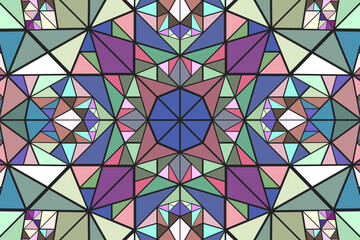 Aufkleber - Geometrical triangle mosaic pattern background design - circular psychedelic hypnotic abstract vector graphic