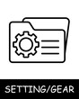 © Кирилл Макаров - File, folder, gear icon. File system, text, data, services, tuning, offer users the ability to customize their experience on the platform. Assistance in adjustments and optimization.