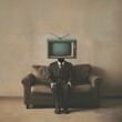 man with a TV in his head, vintage