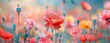 Blossoming Hope A Vivid Portrayal of a Poppy Amidst a Field of Flowers Generative AI
