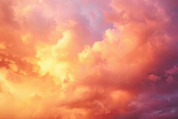 Wall Mural - Afternoon Clouds. Dramatic Abstract Background of Orange and Pink Sky just after Sunset with Air and Atmosphere