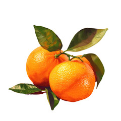 Wall Mural - Two oranges with leaves on Transparent Background