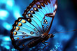 Blue butterfly on a blue background. Close-up. Macro. Generative Ai
