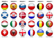 Balls of the teams participating in the championship with English text